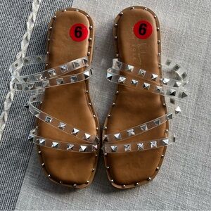 Nicole Miller Sandals Studded Coralinne Clear Strappy NWOT